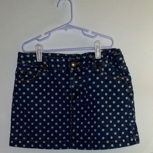 Polka dotted blue jean skirt